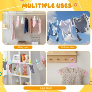 Wenqik 60 Pack Baby Hangers Plastic Kids Hanger with 120 Pcs Adjustable Clips Space Saving Toddler Clothes Hangers for Children Infant Nursery Closet Pants Coat Skirts, 10.6 x 5.9 Inch, Multicolor