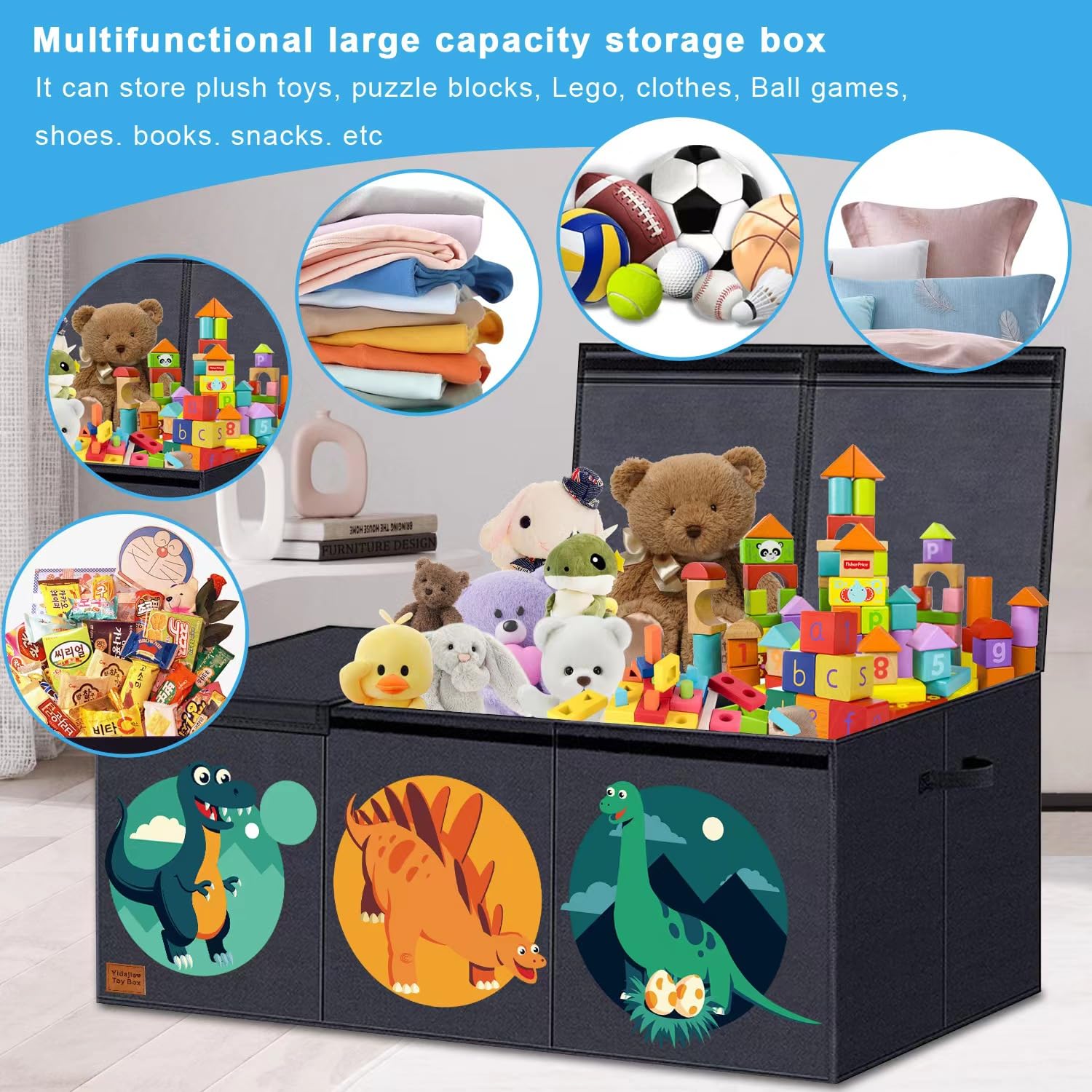 Dikaniu Extra Large Toy Chest for Boys, Large Toy Box, Made with Sturdier Wood Board - Collapsible Sturdy Storage Bins with Lids, Kids Toy Box Chest Organizer for or Nursery, Playroom, Bedroom