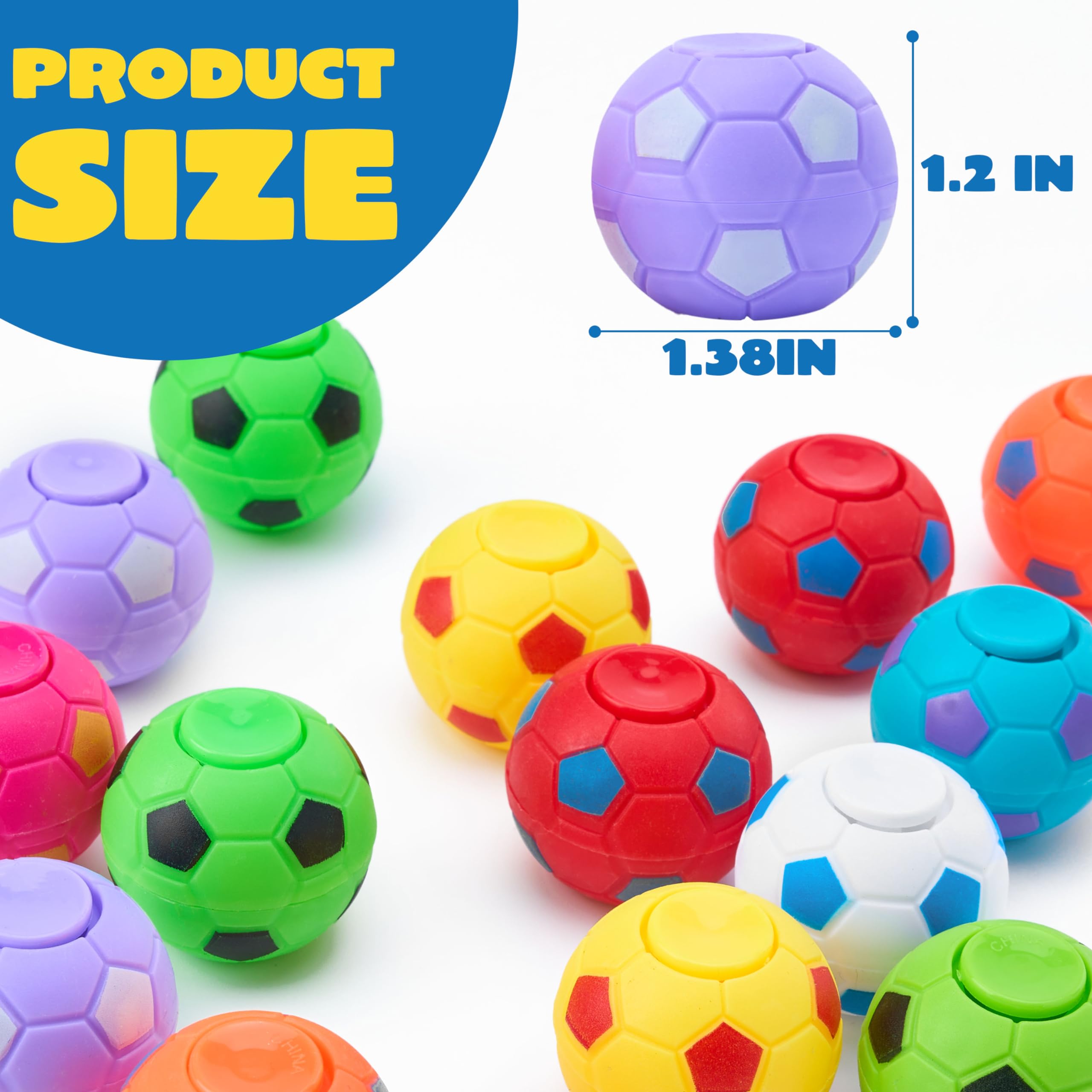 JOYIN 36 Pack Soccer Fidget Spinners for Kids, Soccer Party Favors, Fidget Toys Bulk, Stress Balls, Goodie Bags Stuffers for Birthday Party, Treasure Box Toys for Classroom