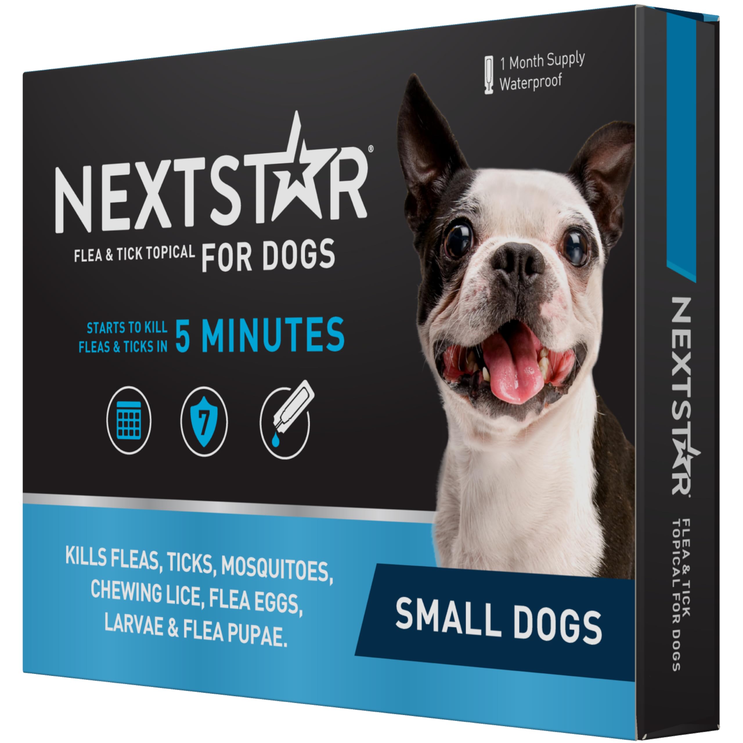 NEXTSTAR Flea and Tick Prevention for Dogs, Repellent, and Control, Fast Acting Waterproof Topical Drops for Small Dogs, 1 Month Dose