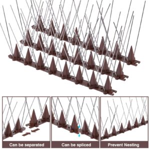 Aeibxiy Bird Spikes, 5 Pack Bird Deterrent Spikes for Outdoor, Plastic Bird Spike for Small Bird Cat Squirrel, Pigeon Spikes for Fence Roof and Wall