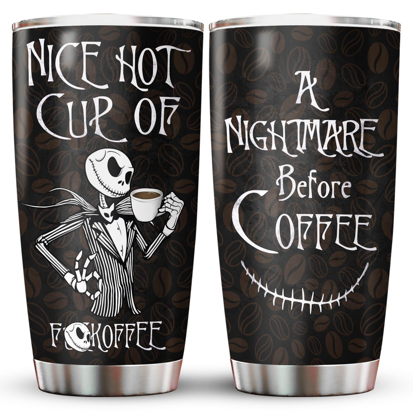 fat mummy Christmas Gifts for Cartoon Lovers, Nightmare Before Coffee Tumbler Stainless Steel with Lid, Skeleton Mug, Christmas Movie Cup, Birthday Gifts for Movie Lovers