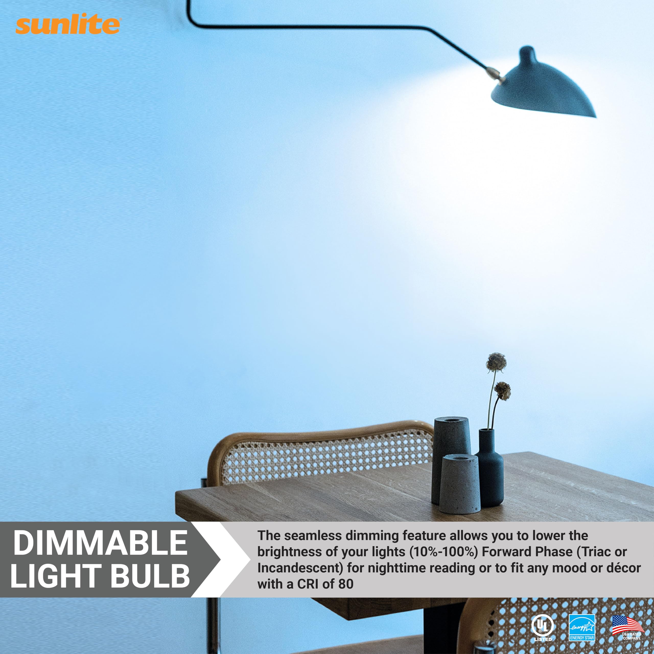 Sunlite LED A19 Light Bulb, 6 Watts (40 Watt Equivalent), 480 Lumens, 120 Volts, Dimmable, Medium E26 Base, Energy Star, UL Listed, RoHS, 6500K Daylight, 1 Pack