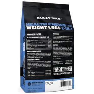 Bully Max 2-in-1 Dog Weight Management Supplement Chews for Adult & Senior Dogs - Dog Food Supplements for Immunity, Joint Health & Weight Control - Dog Treats for Small & Large Breeds - 75 Soft Chews