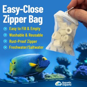 Aquatic Experts High Flow Filter Media Bag - Durable Filter Bags for Fish Tank, Secure Aquarium Media Bag with Drawstring, Media Bags for Aquarium and Pond, High Flow (Zipper), 3” x 4” – 4 Pack