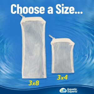 Aquatic Experts High Flow Filter Media Bag - Durable Filter Bags for Fish Tank, Secure Aquarium Media Bag with Drawstring, Media Bags for Aquarium and Pond, High Flow (Zipper), 3” x 4” – 4 Pack