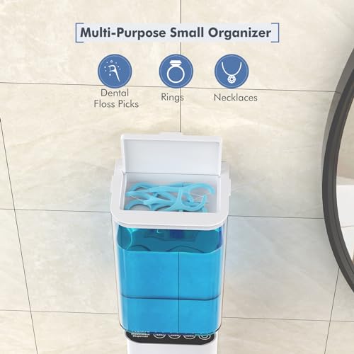 Automatic Mouthwash Dispenser for Bathroom-24.6FlOz 3 Adjustable Dispensing Levels MouthWash Dispenser for Bathroom Accessories with Magnetic Cups & Organizer, for Both All Age Groups Oral Care, White