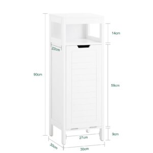 Haotian Bathroom Laundry Cabinet with Basket, Tilt-Out Laundry Hamper, Bathroom Storage Cabinet Unit with Open Shelf, White BZR122-W