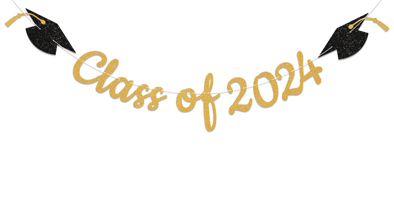 Class of 2024 Banner - 2024 Graduation Decorations, Congrats Grad Decor, We are So Proud of You Banner, 2024 Senior High School Graduation Party Decoration(Gold)