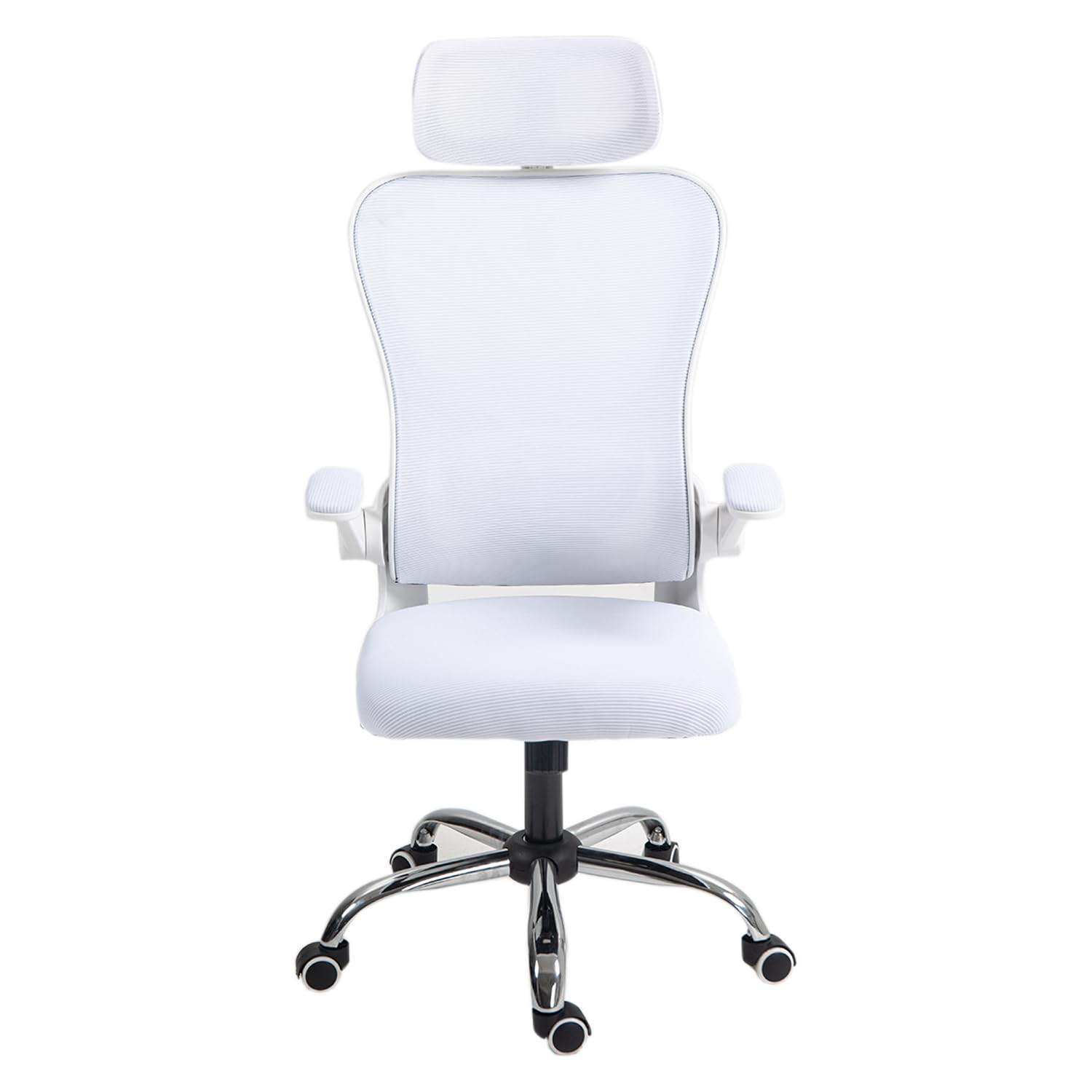 Panana Ergonomic Office Chair High Back Mesh Back Adjustable Headrest Flip-up Padded Armrest Swivel Rolling Desk Chair (White)