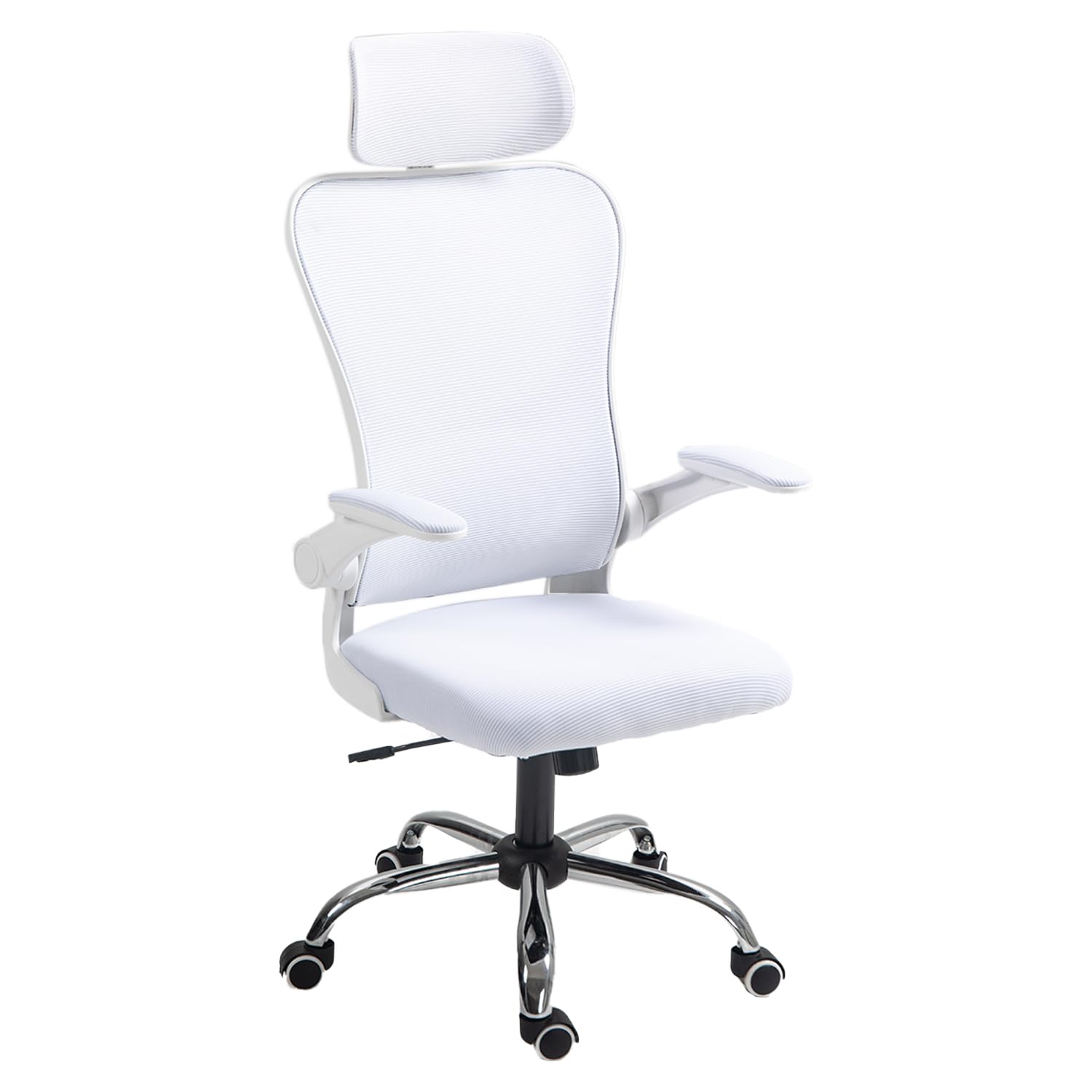 Panana Ergonomic Office Chair High Back Mesh Back Adjustable Headrest Flip-up Padded Armrest Swivel Rolling Desk Chair (White)