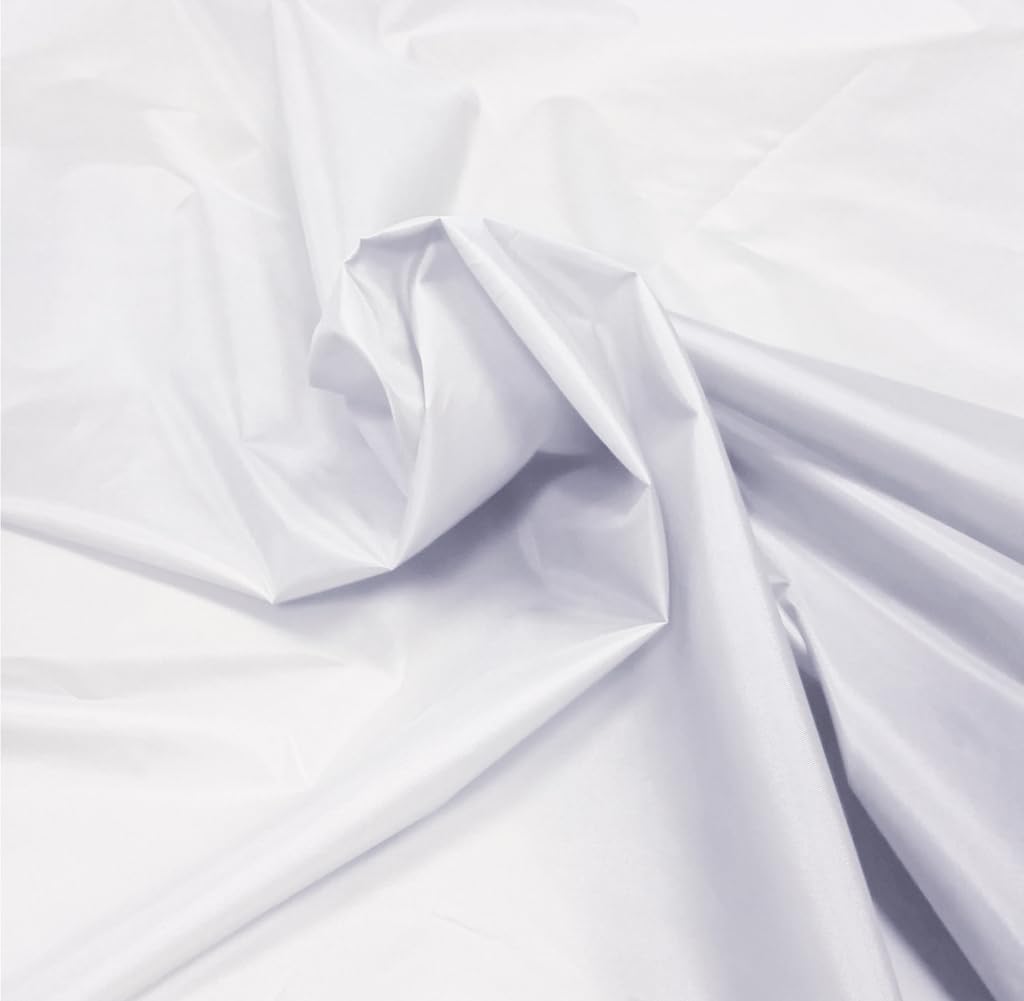 A-Express Waterproof Polyester Fabric - Outdoor Kite Material - Lightweight - Tear Resistant - 59 Inches Wide by The Yard - for Cushion Covers, Tent, Flags, Bags, Tarp Cover - White 5 Yards