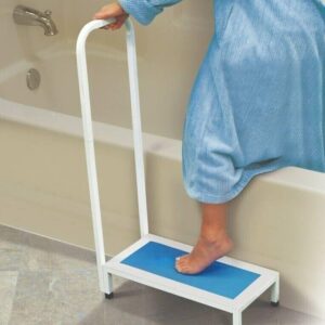 Bath Step with Handle- Step Stool with Handrail Nonslip Bath Shower Kitchen Supports Up to 500lbs Heavy Duty Step Stool