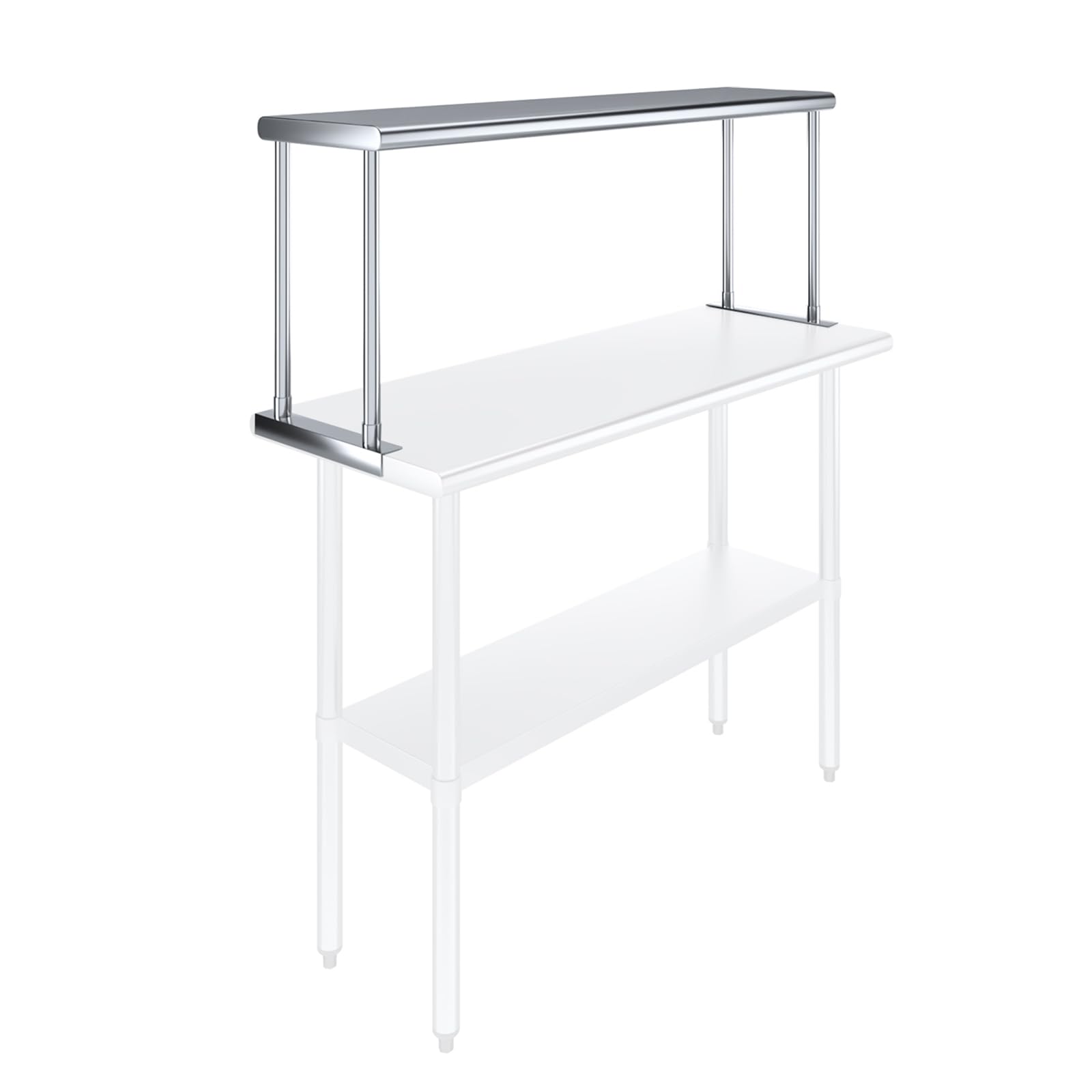 Stainless Steel Single Overshelf for 48" Long Prep Table. 12" Wide x 48" Long x 18" High