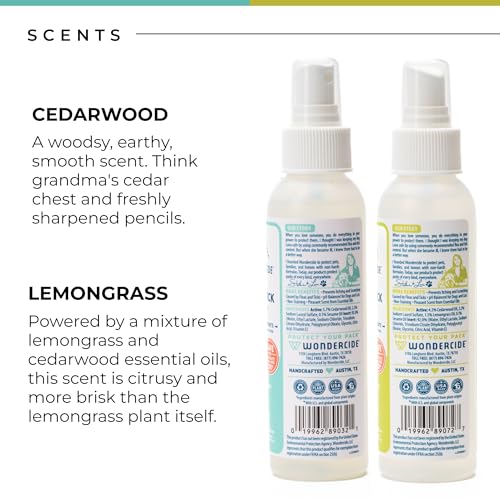 Wondercide - Flea, Tick and Mosquito Spray for Dogs, Cats, and Home - Flea and Tick Killer, Control, Prevention, Treatment - with Natural Essential Oils - 4 oz Lemongrass & Cedarwood 2-Pack