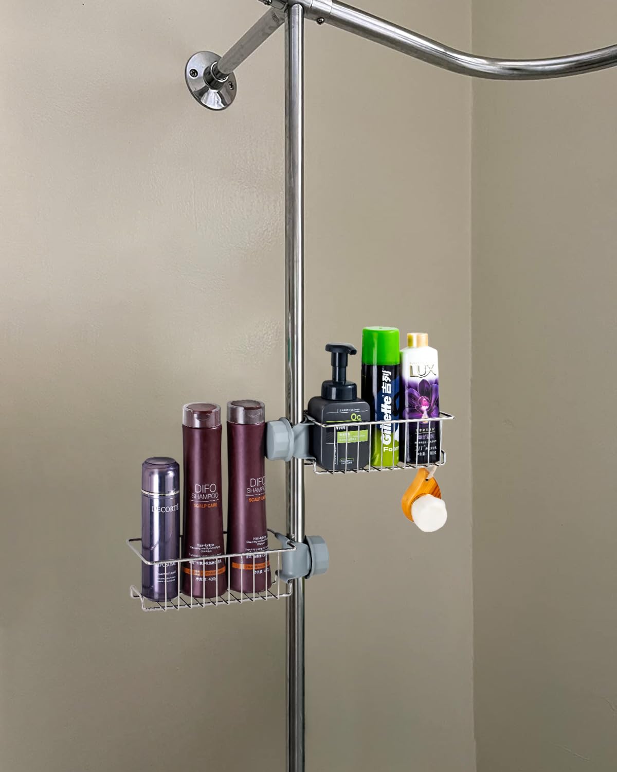 YQh Shower Bar Storage Rack, Bathtub Shower Rack (Shower Rod Not Included), Clawfoot Bathtub Accessories, 304 Stainless Steel Soap Rack, Bathroom Bathtub Shampoo Rack, Shower Trolley Organizer