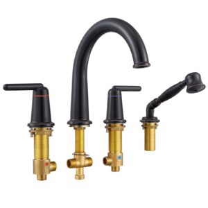 wintap roman bathtub faucet with hand shower and brass valve 4 hole widespread bath tub faucet set high flow tub faucets classic high arch tub filler oil rubbed bronze 9808orb