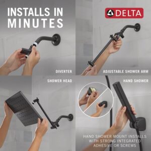 Delta Faucet 10-inch Raincan Shower Head and Hand Held Shower Combo, Black Square Shower Head, Rainfall Shower Head, Hand Shower, High Pressure Shower Head, 1.75 GPM Flow Rate, Matte Black 75527-BL