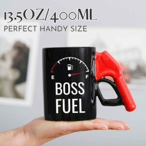 Onebttl Boss Gifts, Boss Fuel Coffee Mug with Fueling Nozzle Handle, Gifts from Employees, 13.5oz/400ml Funny Ceramic Mug for Boss Day, Christmas