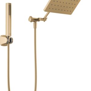 DELTA FAUCET 10-inch Raincan Shower Head and Hand Held Shower Combo, Gold Square Shower Head, Rainfall Shower Head, Hand Shower, High Pressure Shower, 1.75 GPM Flow Rate, Champagne Bronze 75527-CZ