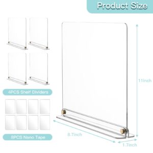 Acrylic Shelf Dividers for Closets & Cabinets, Adjustable Closet Shelf Organizer for Storage & Organization, Fit for Any Thickness of Shelves, Vertical Shelving Separators for Clothing Shoe (4 Pack)