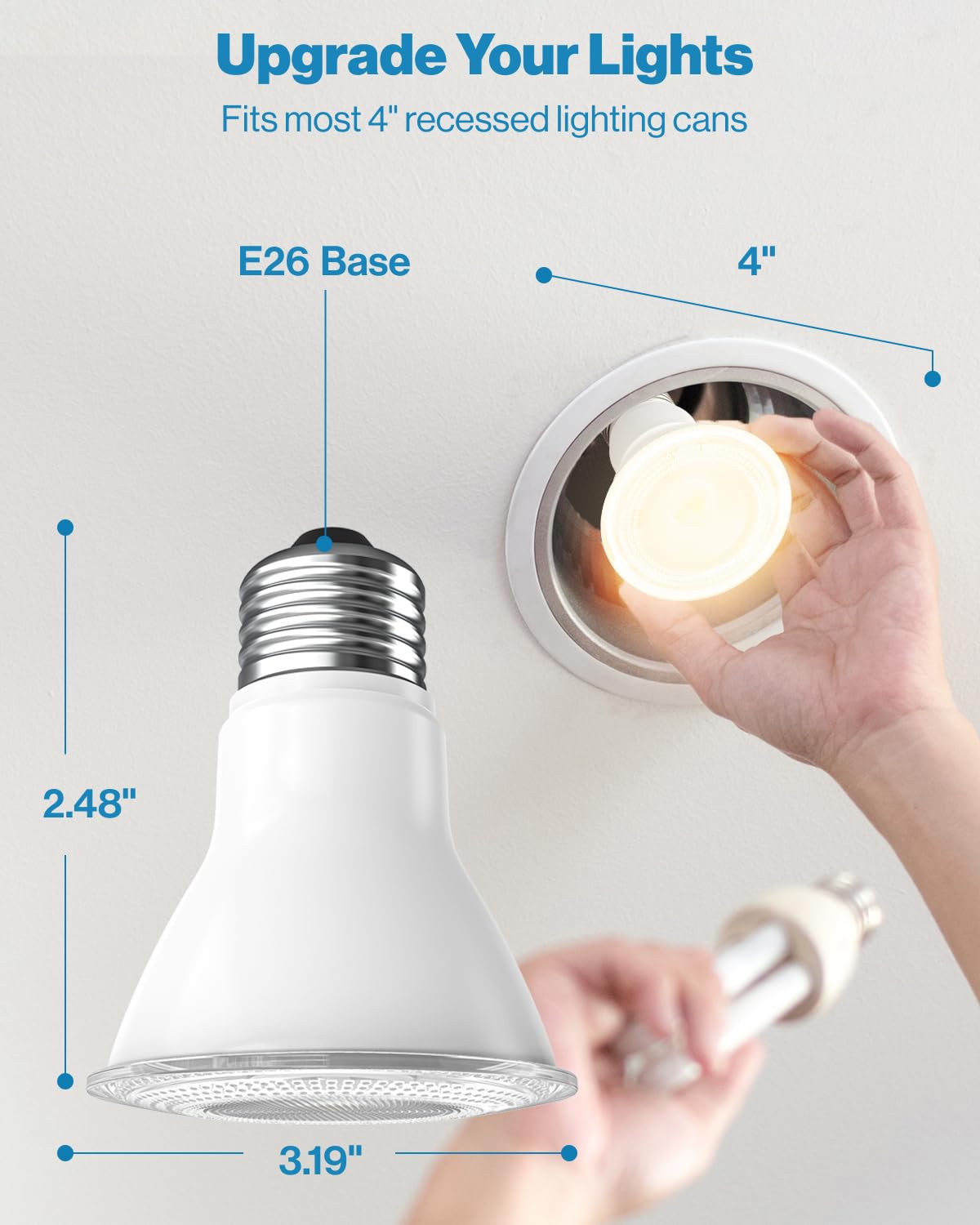 Sunco 10 Pack PAR20 LED Bulbs, 800 Lumens High Brightness Flood Light Indoor, 50W Equivalent 8W, Dimmable, 3000K Warm White, E26 Medium Base, Exterior Wet Rated - UL