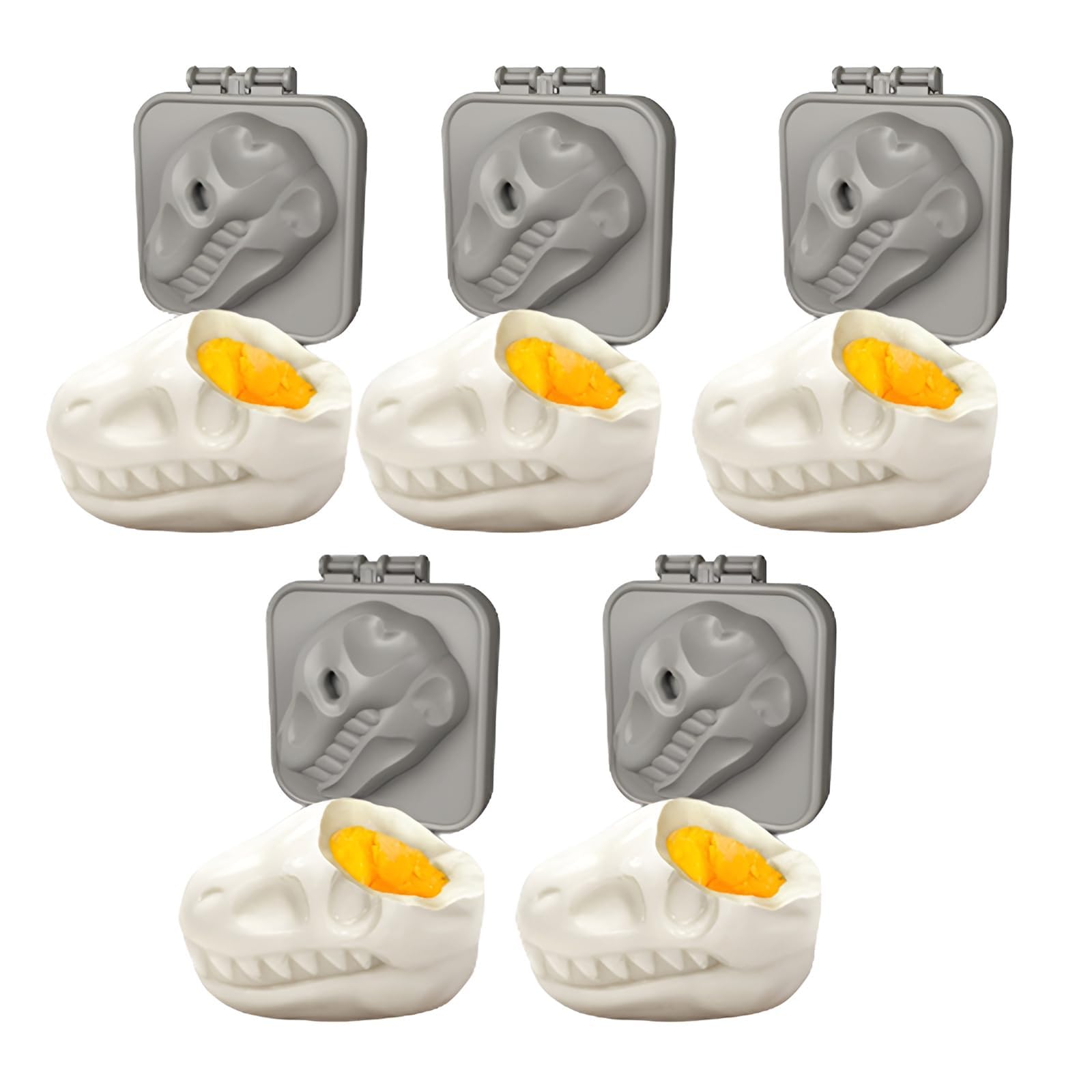 Dinosaur Skull Hard-Boiled Egg Mold,Creative Funny Dinosaur Fossil Shaped Egg Press,Boiled Egg Mold Egg Former Dinosaur Cartoon Egg Press Boiled Egg Mold (5pcs)