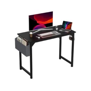 dumos 40 inch office small computer desk modern simple style writing study work table for home bedroom - black