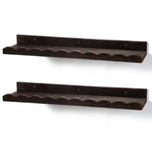 suzile wall floating shelves set of 2 scalloped shelves for room, bathroom, bedroom, cute room decor aesthetic and books, toys, photo frames storage(23",carbonized brown)