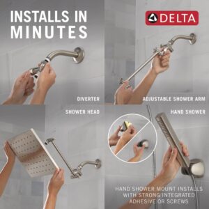 Delta Faucet 10-inch Raincan Shower Head and Hand Held Shower Combo, Brushed Nickel Square Shower Head, Rainfall Shower Head, Hand Shower, 1.75 GPM Flow Rate, Spotshield Brushed Nickel 75527-SN