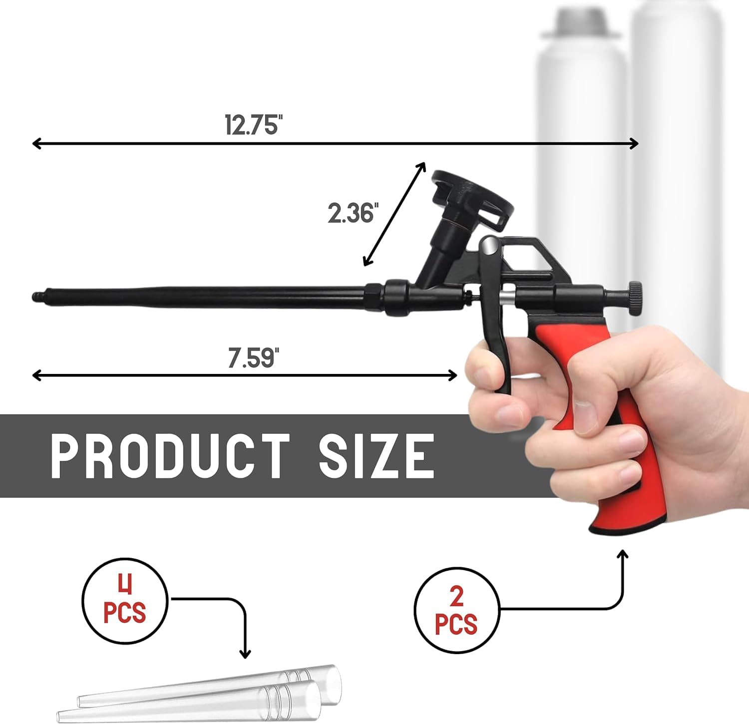 Pack of 2 Red Foam Gun – Heavy Duty PU Foaming Sealant Sprayer for Caulking and Insulation Professional Foaming Gun Spray Application for Filling and Sealing Caulking Gun