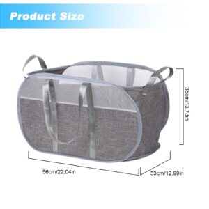 2PCS Collapsible Laundry Baskets, Tear Proof Pop Up Laundry Hamper with Handles, Foldable 65L Large Capacity Dirty Cloths Basket, Lightweight Mesh Clothes Hamper for Home, Laundry Room, Dorm, Travel