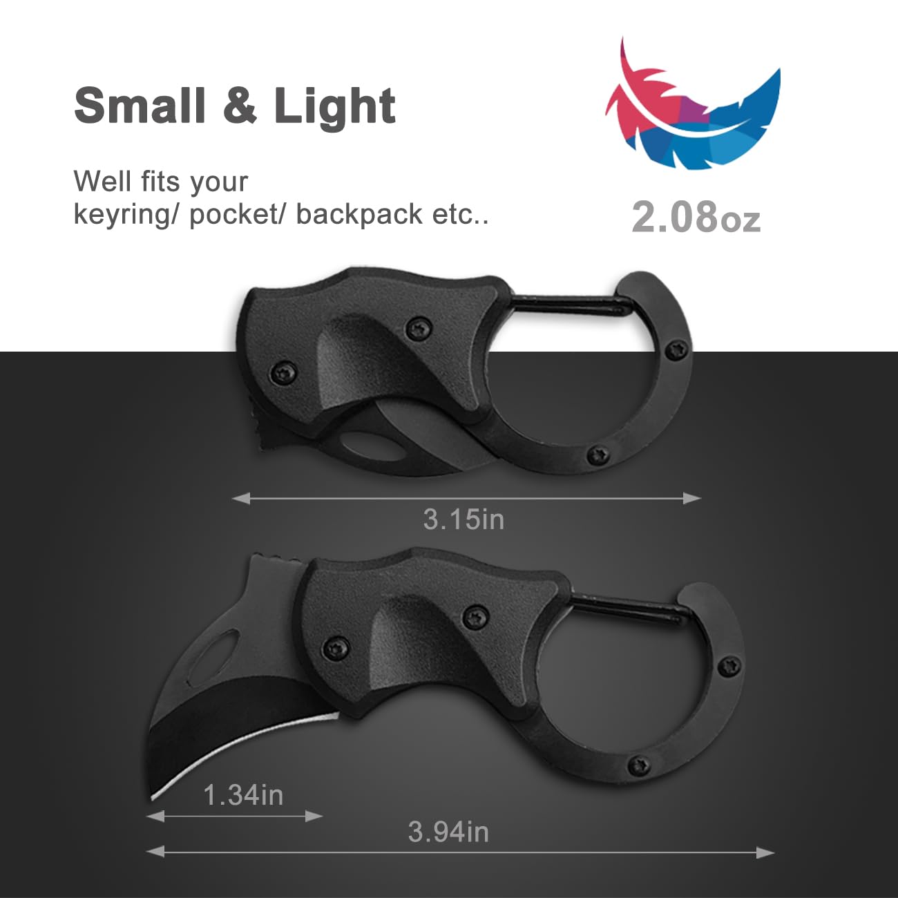 Joycube Small Pocket Knife for Men Women, Carabiner Mini Keychain Knife, EDC Box Cutter, Folding Knives for Indoors Outdoors, Gifts Stocking Stuffers for Him and Her