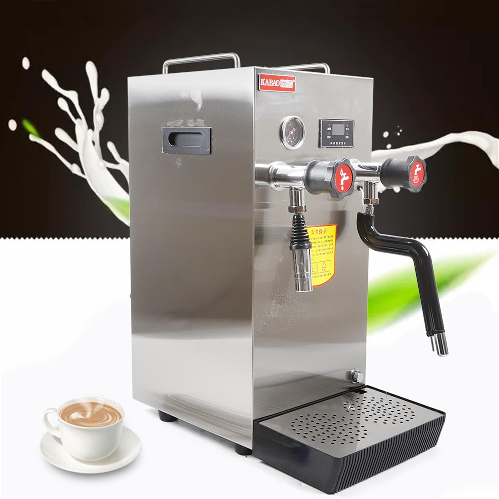 Commercial Milk Frother, 8L Automatic Espresso Machine Automatic Coffee Milk Steamer Coffee Foam Maker for Coffee, Milk Bubble Tea Milk Tea, Stainless Steel - 110V 2500W