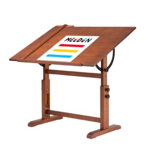 meeden extra-large wood drafting table: 42" x 30" artist drawing desk - height adjustable art craft table - tilting table for adults painting reading writing sketching