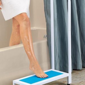 Bath Step with Handle- Step Stool with Handrail Nonslip Bath Shower Kitchen Supports Up to 500lbs Heavy Duty Step Stool