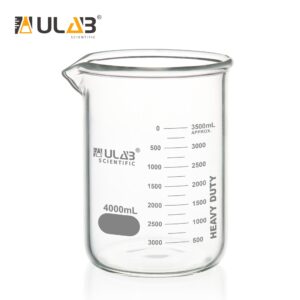 ULAB Heavy Duty Glass Beakers, Vol.4000ml (135oz), Borosilicate 3.3 Glass, Thick Wall Beakers, with Double Scale, Superior Durability & Chemical Resistance, UBG1067