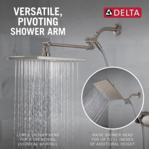 Delta Faucet 10-inch Raincan Shower Head and Hand Held Shower Combo, Brushed Nickel Square Shower Head, Rainfall Shower Head, Hand Shower, 1.75 GPM Flow Rate, Spotshield Brushed Nickel 75527-SN