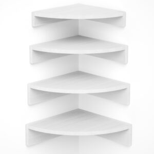 alsonerbay white corner shelf wall mount, set of 4 floating shelves for storage and display, large wooden shelves for bedroom, living room, bathroom, entryway, garage