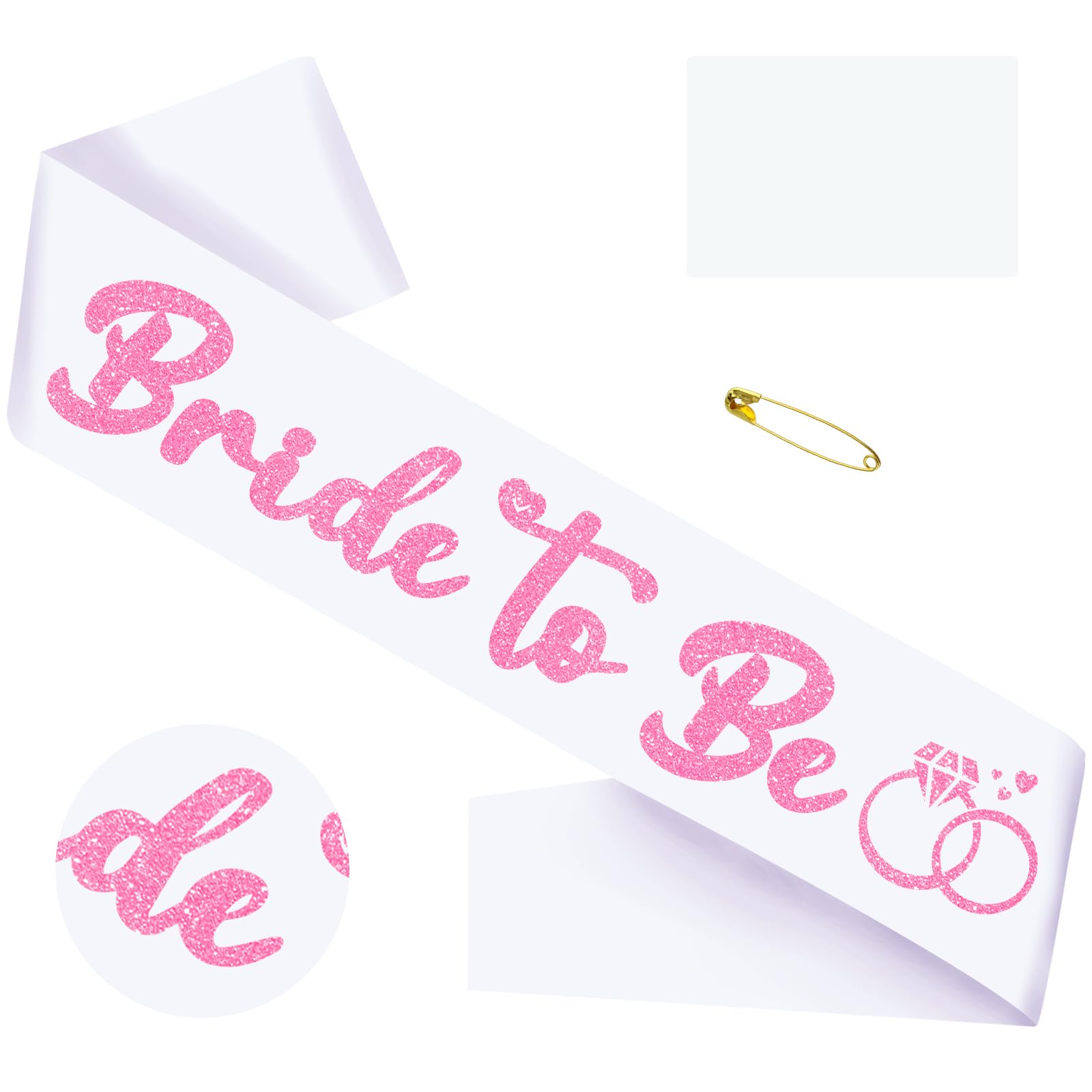 SKJIAYEE Bride to Be Sash, Bachelorette Party Sash Decorations for Hen Party Bridal Shower Engagement Wedding Party, Glitter Pink White Sash for Bride - Bachelorette Favor