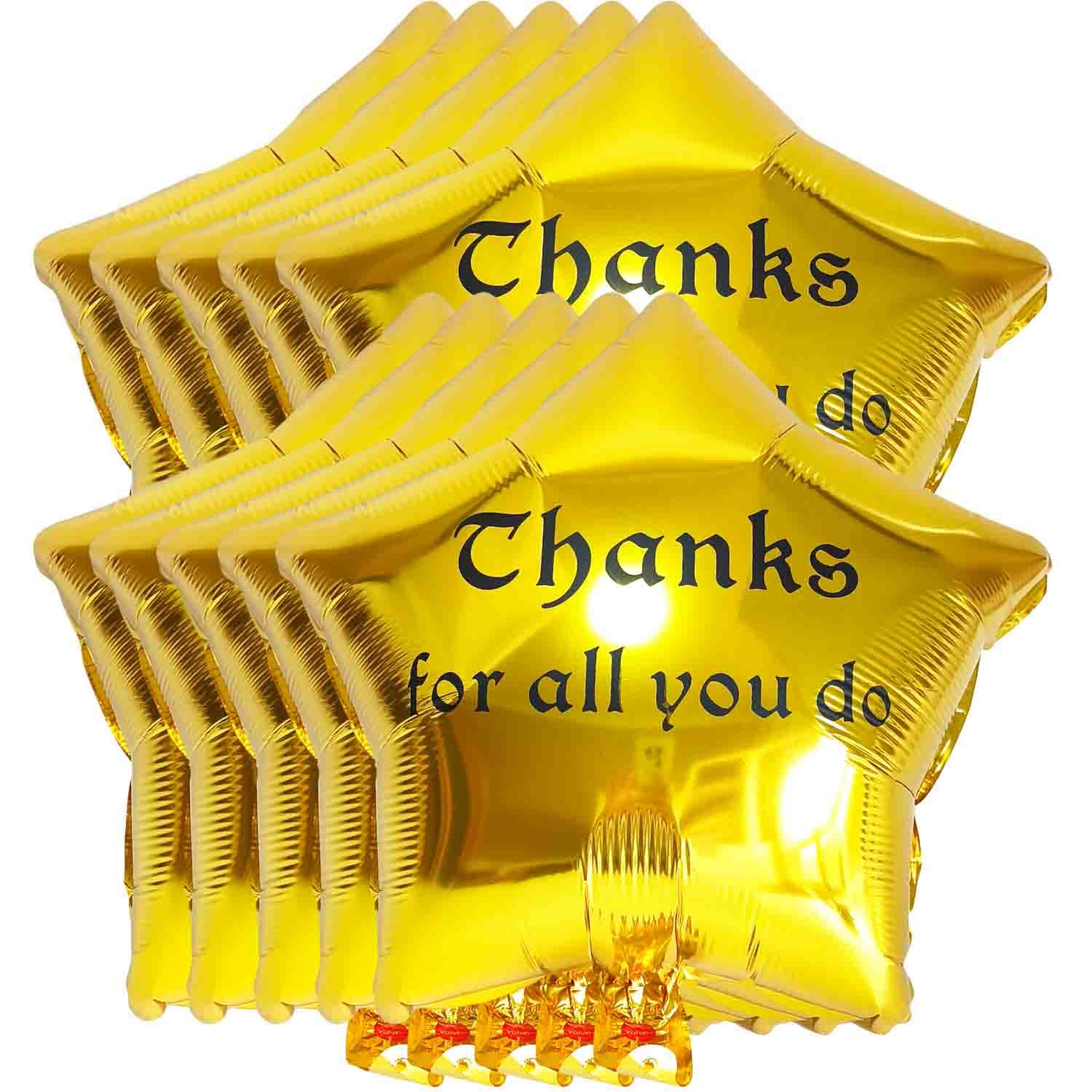 LOONELO Thanks for All You Do Helium Foil Balloons, 10pcs Thank You Hanging Balloons for Wedding Congrats Grad National Nurses Day Happy Retirement We Appreciate You Party Decorations