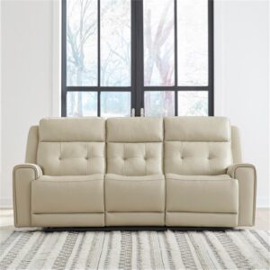 liberty furniture carrington baja stone power reclining sofa - off white