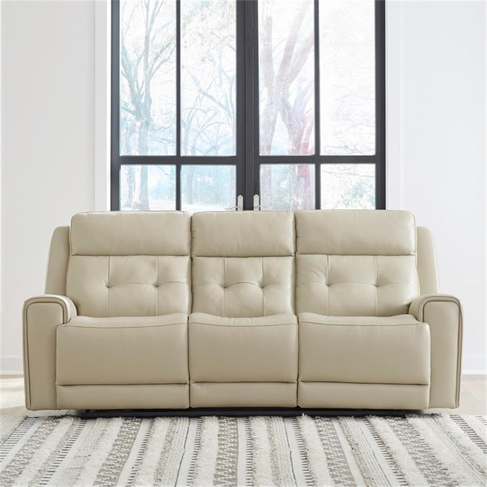 Liberty Furniture Carrington Baja Stone Power Reclining Sofa - Off White