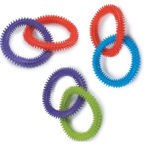 MPP Rubber Nub Dog Toy Satisfying Dental Chew Toss and Play Tug Tough Double Rings (Red - Blue)