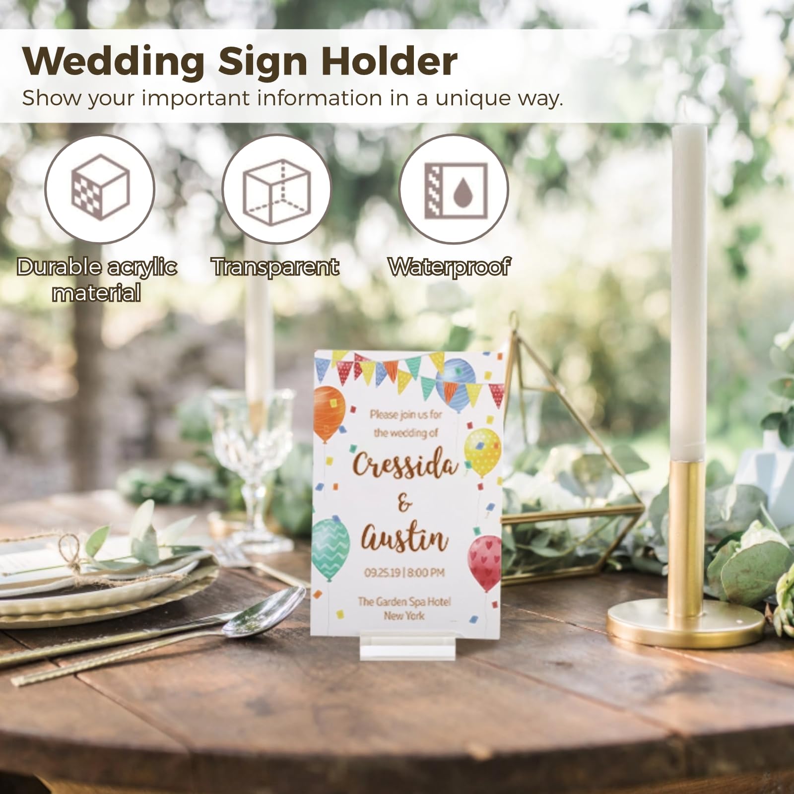 Lnrueg 24 PCS Acrylic Stands, Clear Place Card Holders, Durable Wedding Sign Holders, Table Number Card Stands with Card Slot, Name Card Display Stands for Restaurant Exhibition