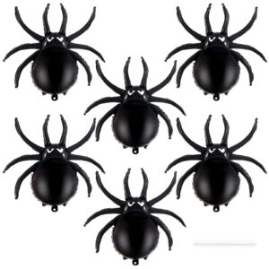 6 pcs spider balloons,33 inch large halloween black spiders balloon spider foil balloons mylar balloons for halloween party birthday haunted house spooky decoration supplies