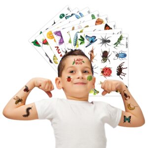 Bug Temporary Tattoos Insect Party Favors 96 PCS Bees, Spiders, Beetles, Caterpillar, Ladybug Themed Stickers for Kids Birthday Party Supplies, Decorations, Favors, and Prizes - Cute Gifts for Boys