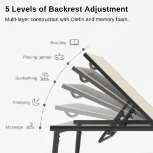 EAST OAK Textilene Outdoor Chaise Lounge, 2024 Aluminum Patio Lounge Chairs with Side Table, 5-Positions Adjustable Lounge Chaise for Outside, Recliner Chair for Pool, Beach, Backyard, Porch, Lawn