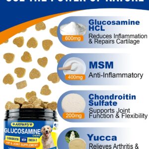 Joint Supplement For Dogs, Hip & Joint Health, Pain Relief, Mobility & Flexibility Support, Glucosamine, Chondroitin, MSM & Omega-3, Turmeric, Advanced Pet Vitamin (Chicken Flavor / 120 Chews)