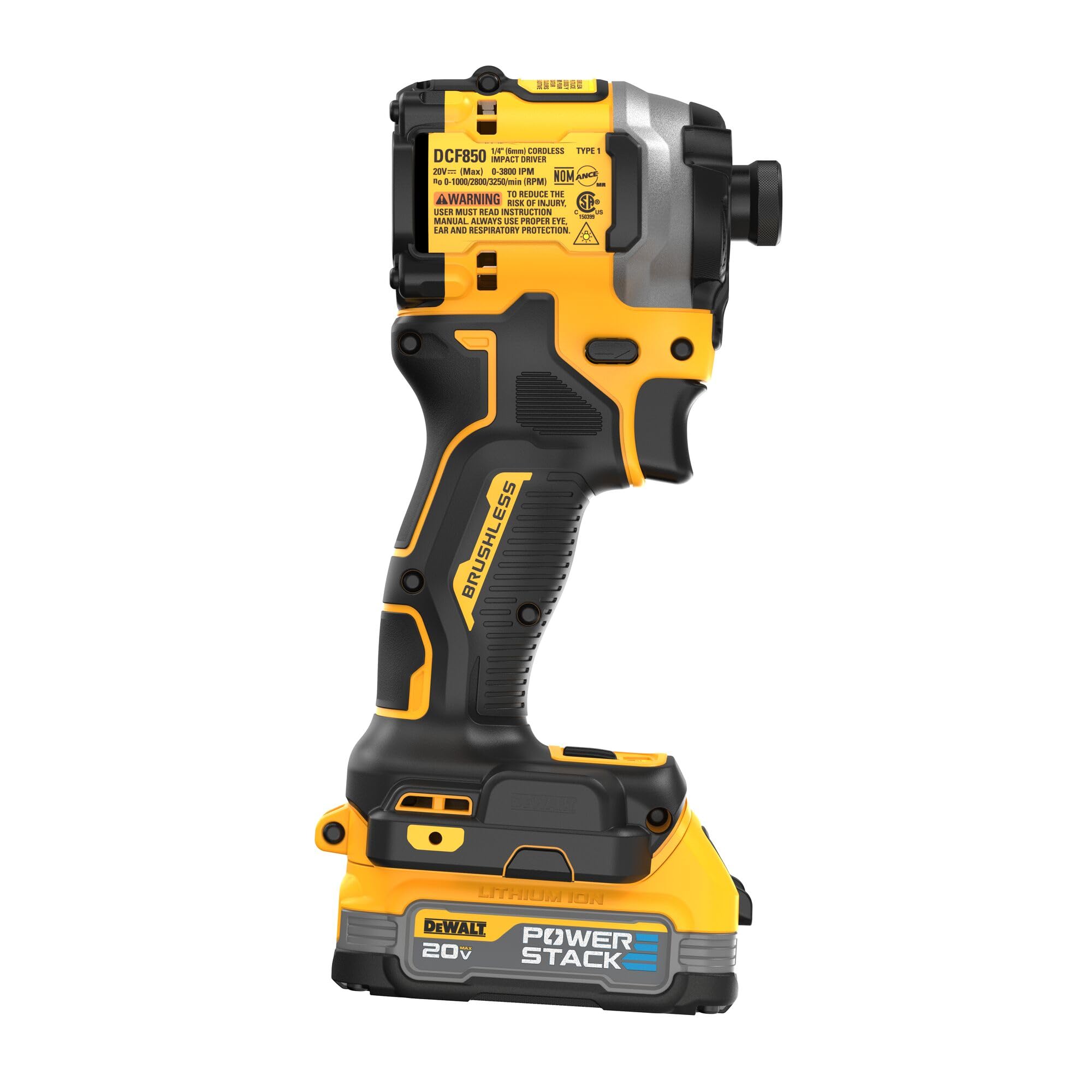 DEWALT 20V MAX ATOMIC Cordless Impact Drill Driver Kit, 1/4 Inch, Battery and Charger Included (DCF850E1)